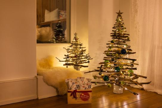 Der grosse und kleine X-Baum mit dem Aarventskalender – Foto: Cornelius Fischer