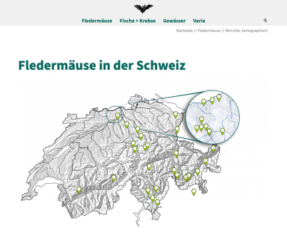 Berichte und Beobachtungen kartografisch nach Aufnahmestandorten geordnet